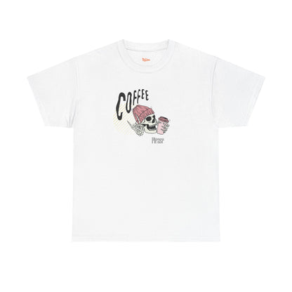 Coffee Please Skeleton T-Shirt — Skeleton Holding Coffee Graphic Tee
