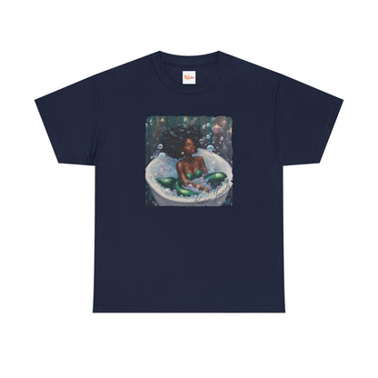 Pamper Yourself Black Mermaid Tee — Relaxing Bathtub Graphic