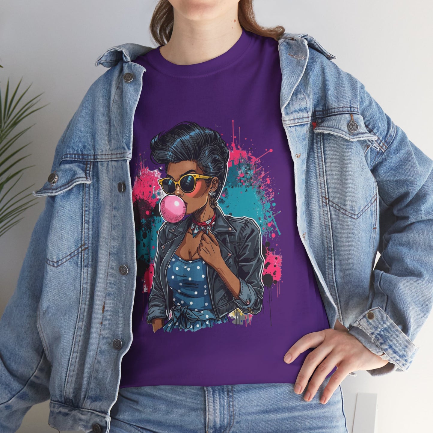 Bubblegum Pop Tee — African American Woman Graphic Paint-Splatter Design