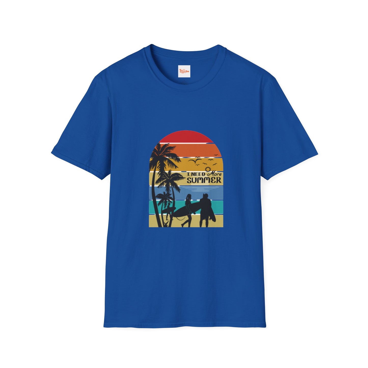 Summer Sunset Unisex T-Shirt with Surfboards Design
