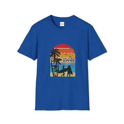 Summer Sunset Unisex T-Shirt with Surfboards Design