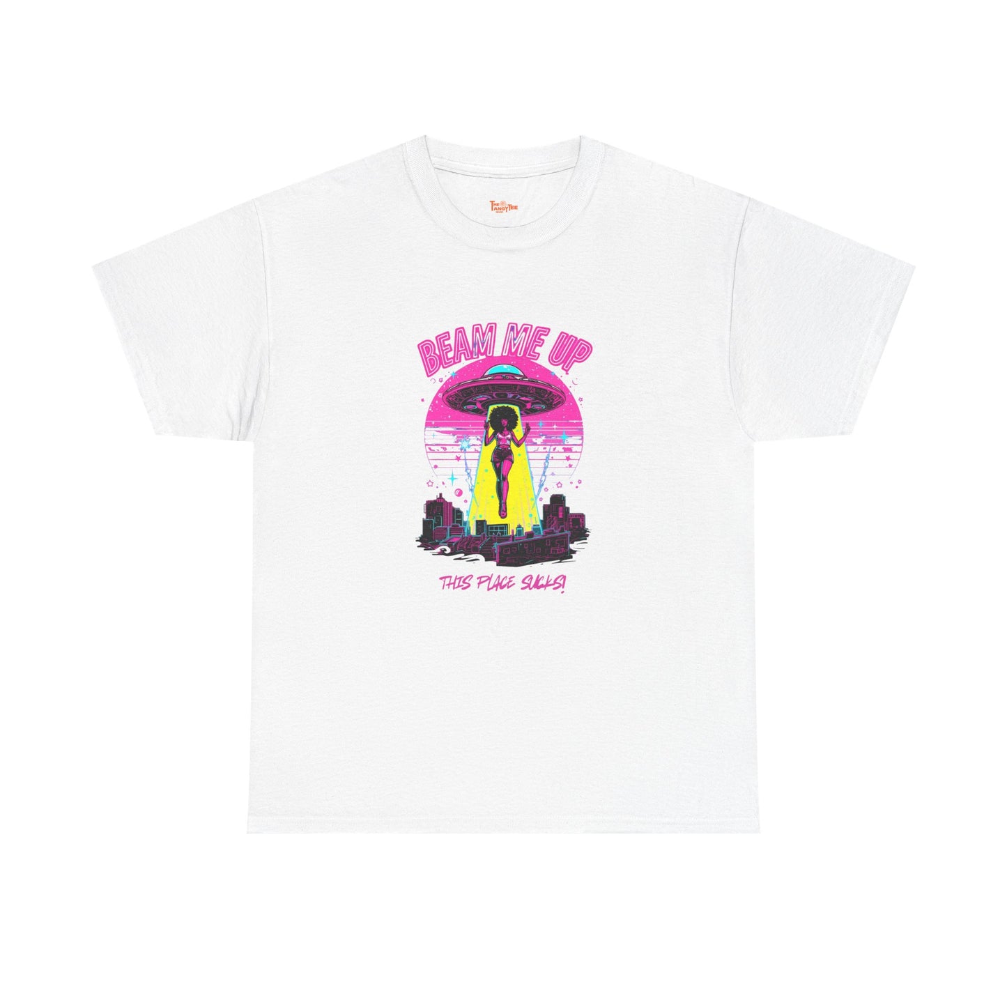 Beam Me Up T‑Shirt — Black Woman Teleport Graphic Tee
