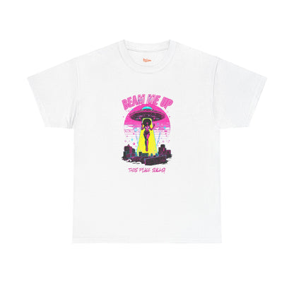 Beam Me Up T‑Shirt — Black Woman Teleport Graphic Tee