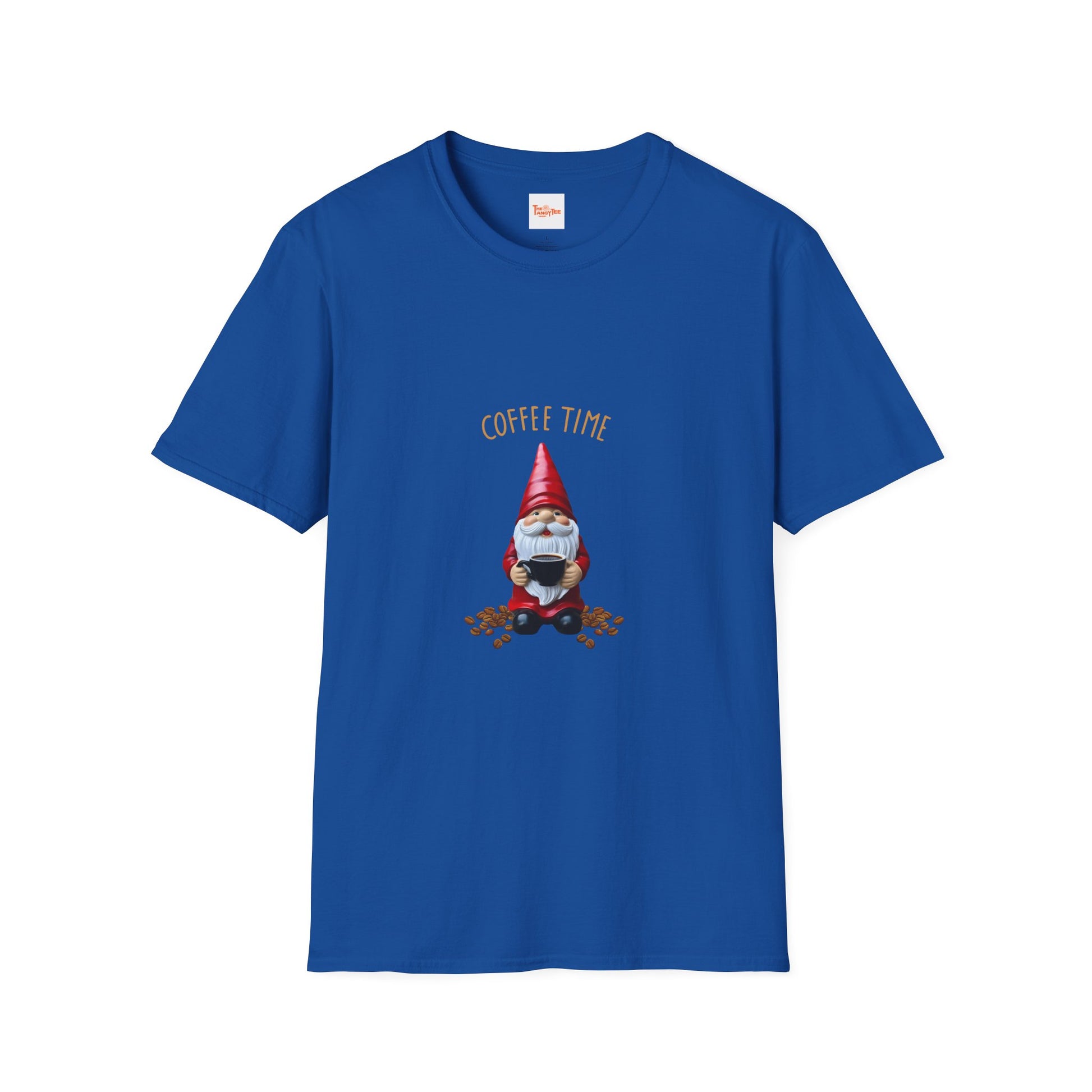 Coffee Time Unisex T-Shirt - Gnome Holding a Cup of Coffee Graphic