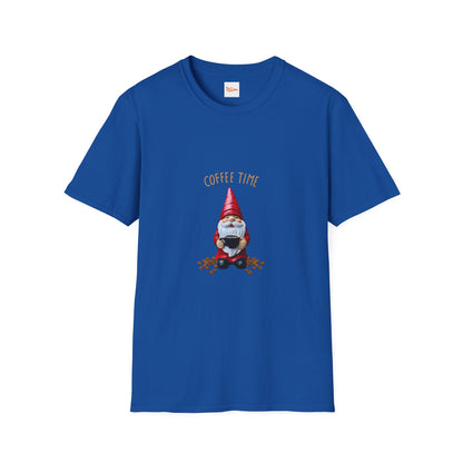 Coffee Time Unisex T-Shirt - Gnome Holding a Cup of Coffee Graphic