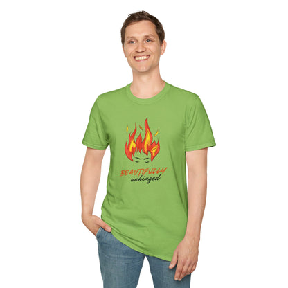 Beautifully Unhinged Fire Hair Tee — Woman’s Face Graphic T-Shirt