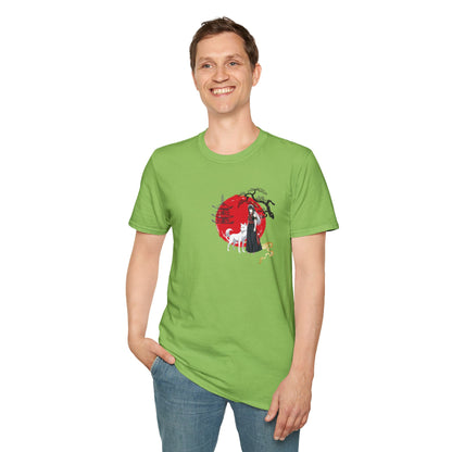Anime Girl & White Wolf T-Shirt — Red Circle Graphic