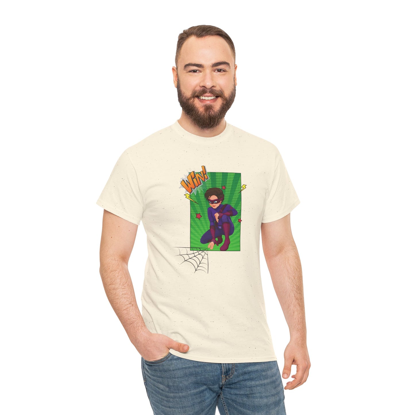 Win Superheroine T-Shirt — Action Pose Graphic Tee
