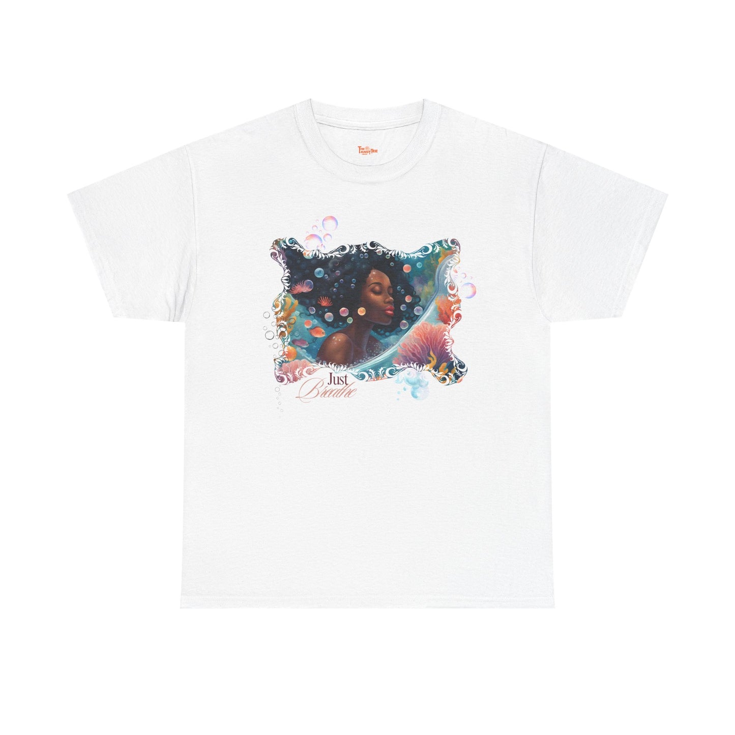 Just Breathe Unisex Tee - Graphic of Black Woman in the Bath