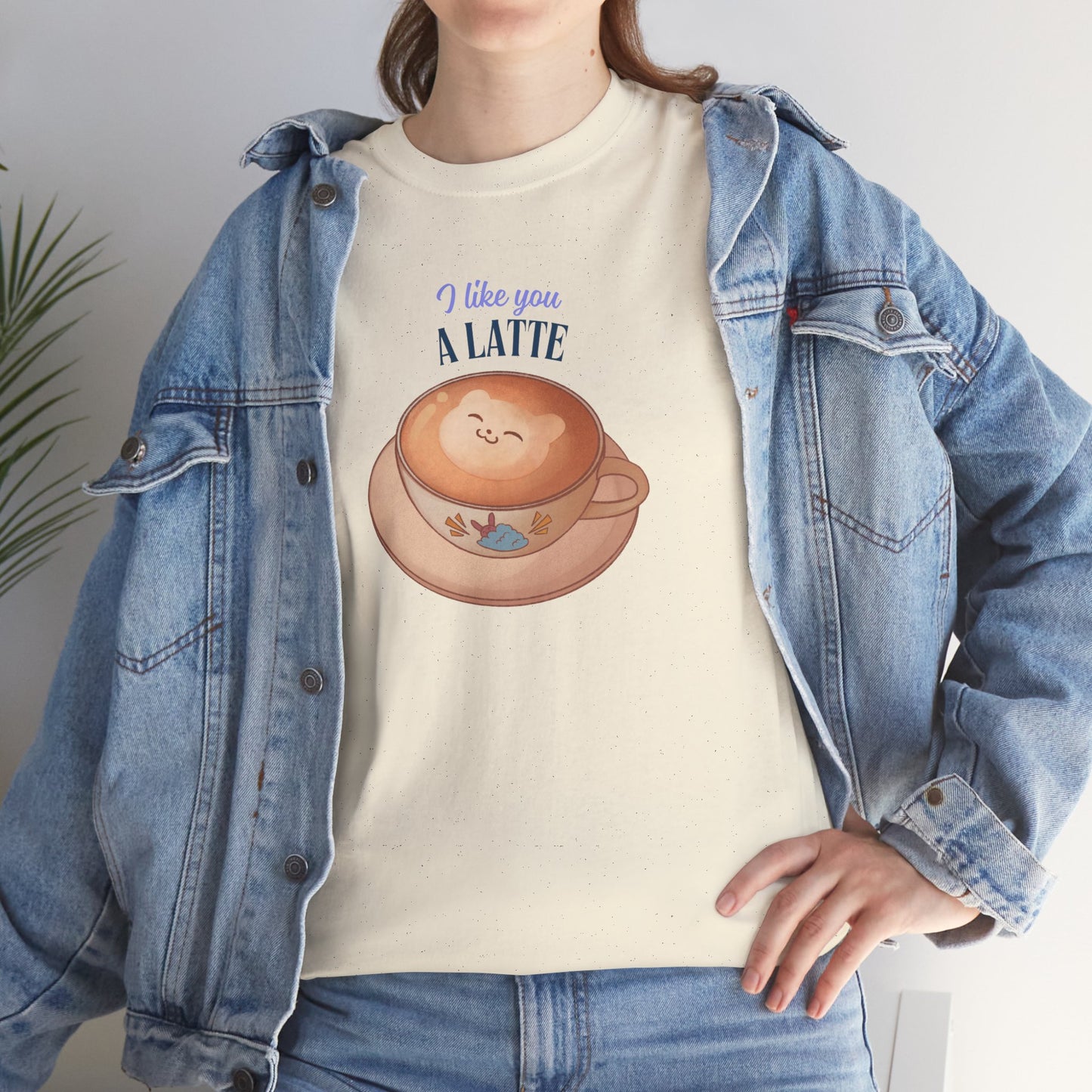 Coffee Lover Tee - I Like You a Latte Unisex Heavy Cotton T-Shirt