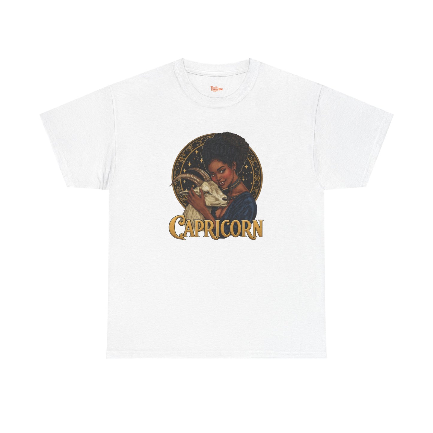 Capricorn Art Nouveau Tee — African American Woman with Goat Zodiac Graphic
