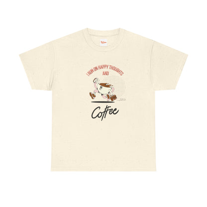 Coffee Lover Tee - Happy Thoughts and Coffee Unisex Heavy Cotton Tee