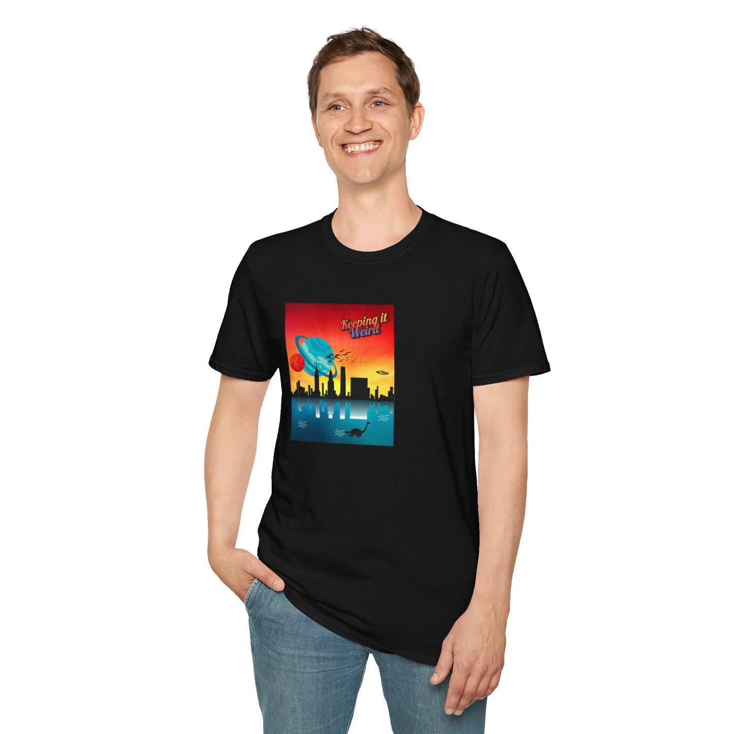 Alien Cityscape Unisex T-Shirt - Keeping it Weird Graphic Tee